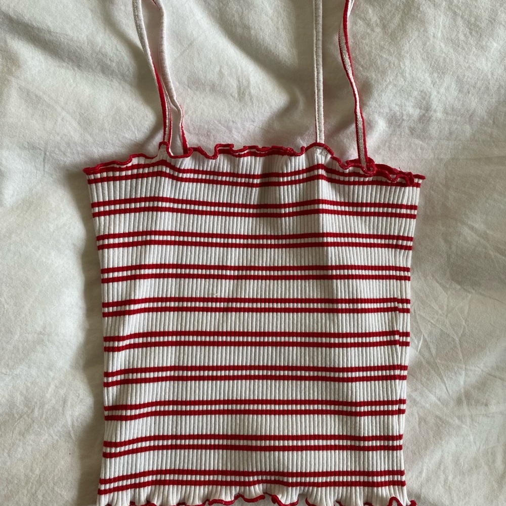 Red and white crop top